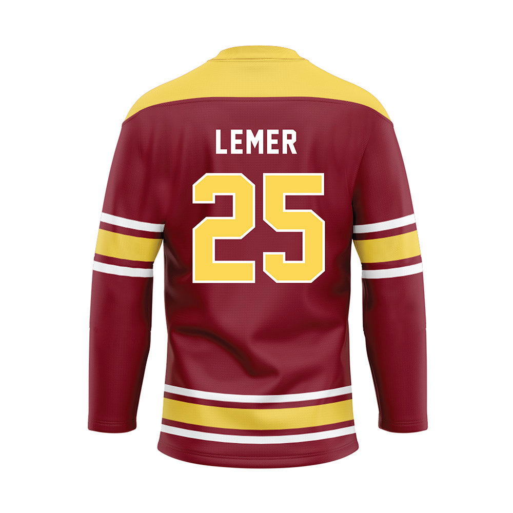 NSU - NCAA Men's Basketball : Parker Lemer - Maroon Hockey Jersey-1