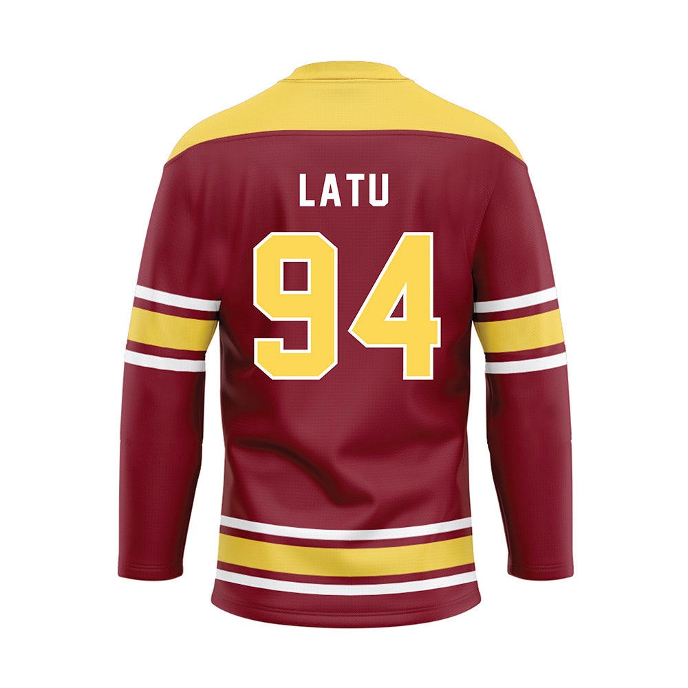 NSU - NCAA Football : Tau Latu - Maroon Hockey Jersey-1
