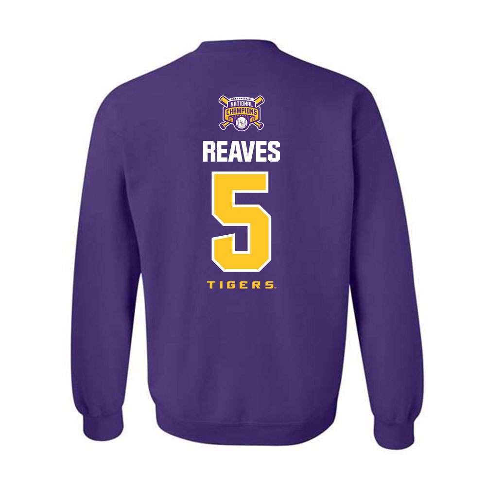 LSU - NCAA Baseball : Tanner Reaves - National Championship Shersey Crewneck Sweatshirt-1