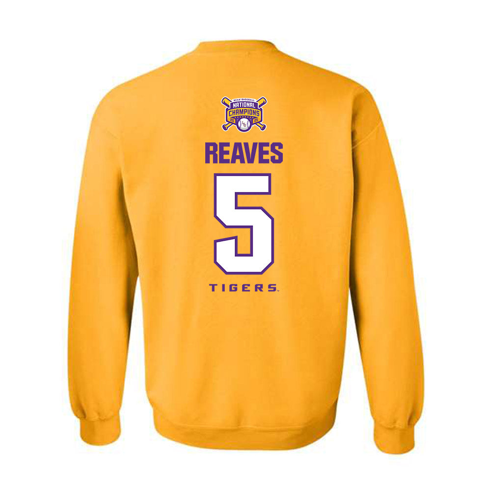 LSU - NCAA Baseball : Tanner Reaves - National Championship Shersey Crewneck Sweatshirt-1