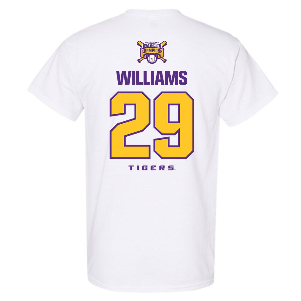 LSU - NCAA Baseball : Cooper Williams - National Championship Shersey T-Shirt-1