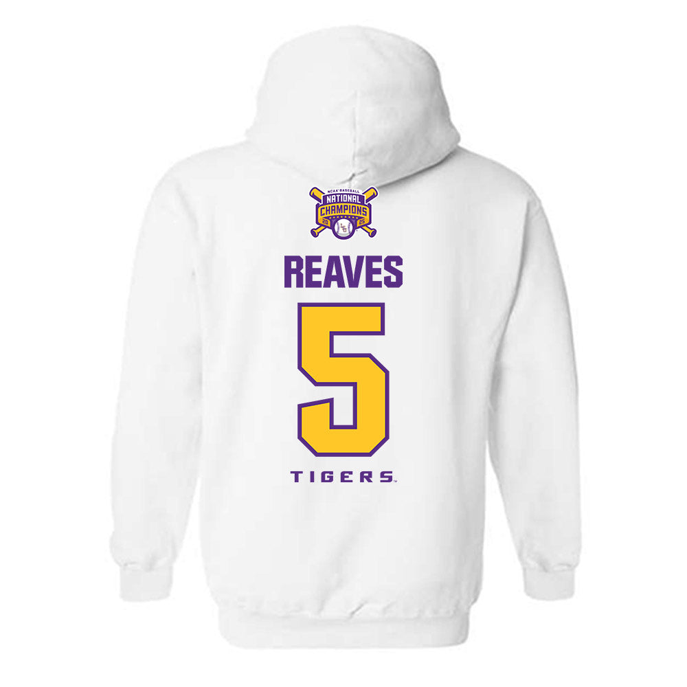 LSU - NCAA Baseball : Tanner Reaves - National Championship Shersey Hooded Sweatshirt-1