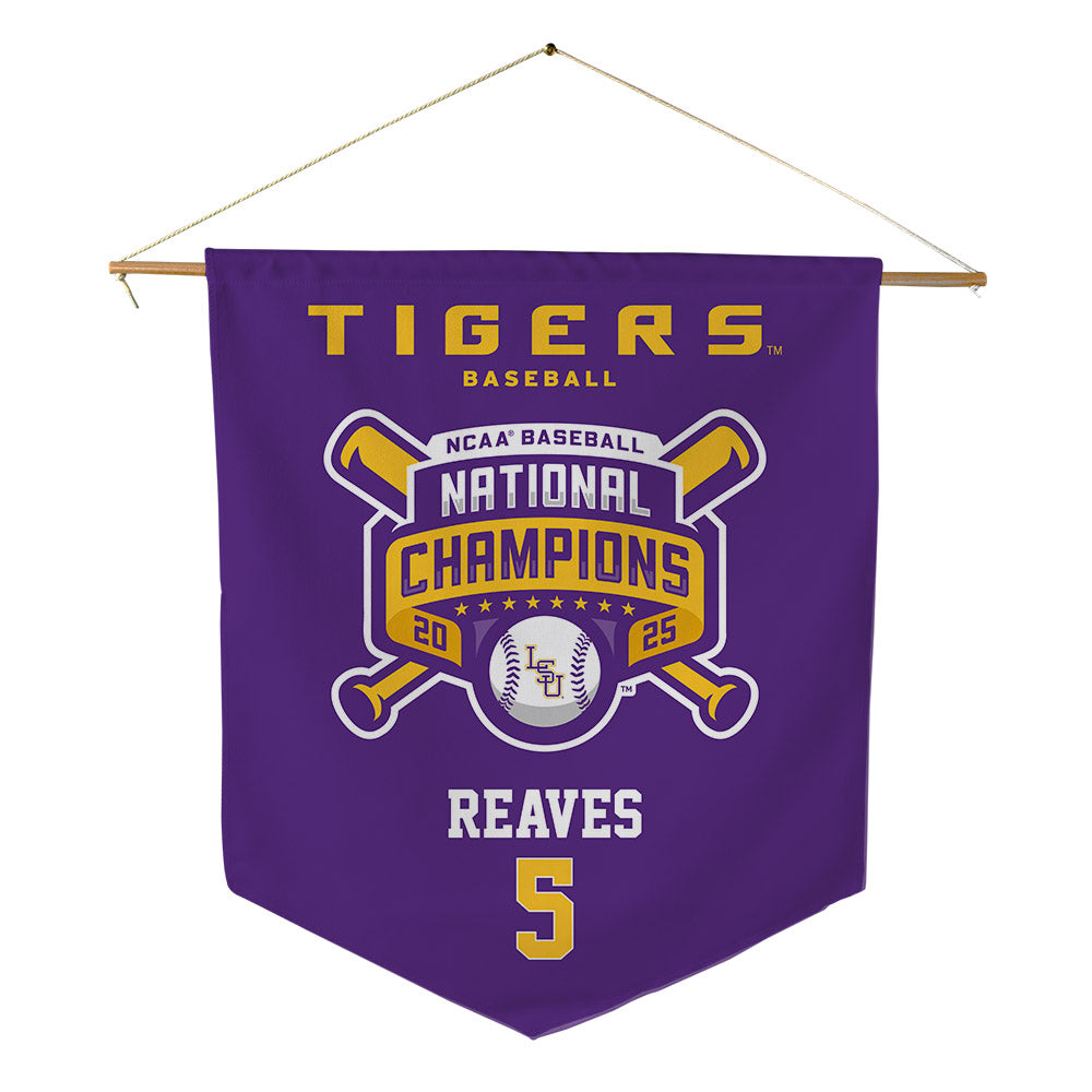 LSU - NCAA Baseball : Tanner Reaves - National Championship Shersey Pennant - 18" x 21"-0