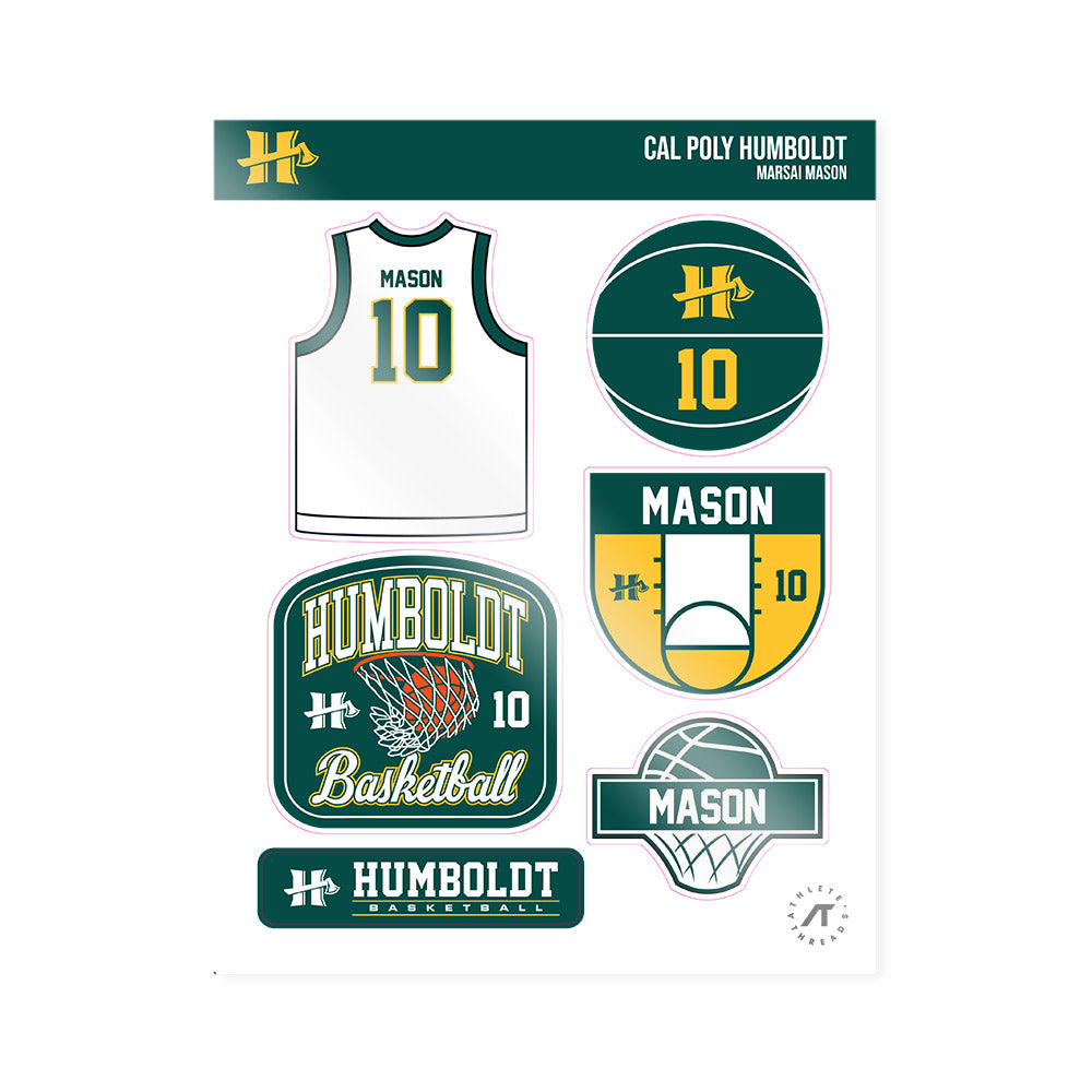 Humboldt State - NCAA Men's Basketball : Marsai Mason - Sticker Sheet-0