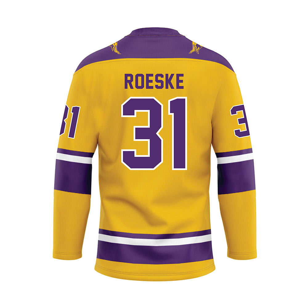 Minn. St. - NCAA Women's Ice Hockey : Kaydence Roeske - Gold Hockey Jersey-1