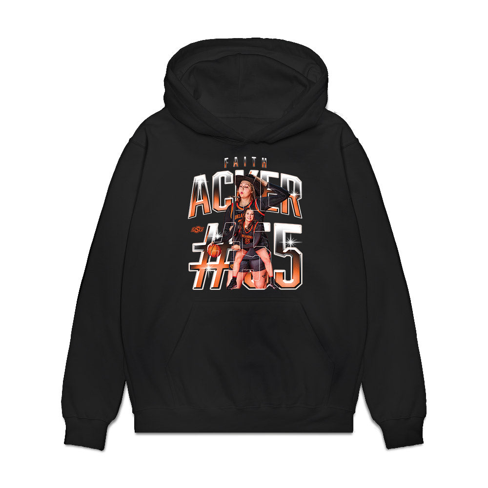 Oklahoma State - NCAA Women's Basketball : Faith Acker - Collage Premium Hooded Sweatshirt-0