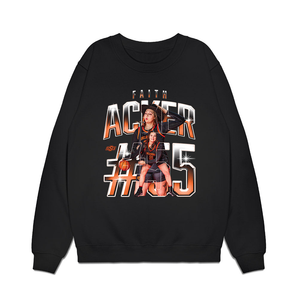 Oklahoma State - NCAA Women's Basketball : Faith Acker - Collage Premium Crewneck Sweatshirt-0