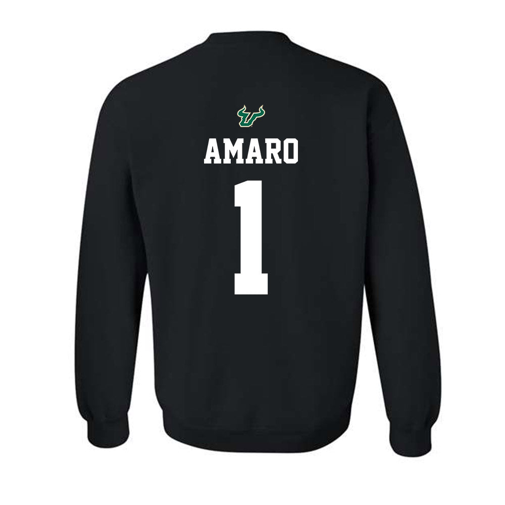 USF - NCAA Football : Marian Amaro - Back in Black Shersey Crewneck Sweatshirt-1