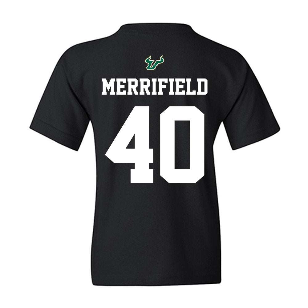 USF - NCAA Football : Jacob Merrifield - Back in Black Shersey Youth T-Shirt-1