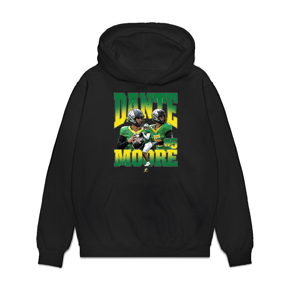 Oregon - NCAA Football : Dante Moore - Collage Premium Hooded Sweatshirt-0