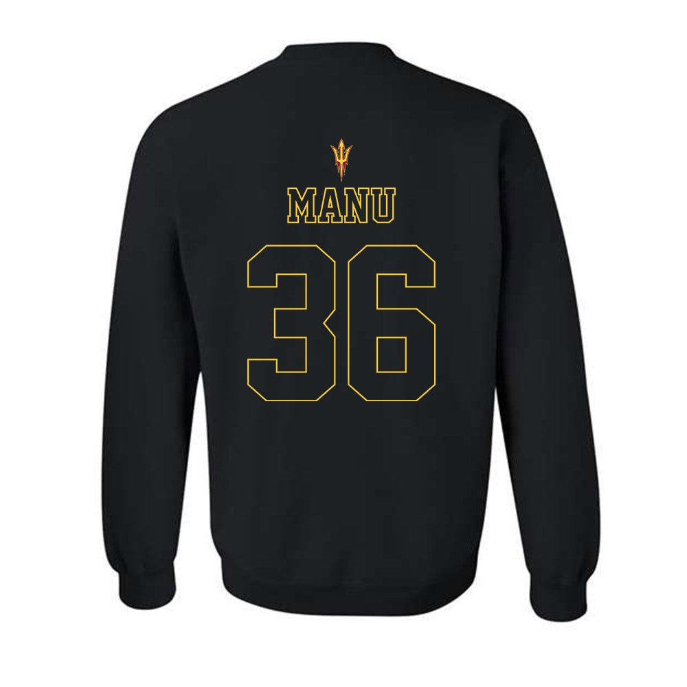 Arizona State - NCAA Football : Salesi Manu - Blackout Classic Shersey Crewneck Sweatshirt-1