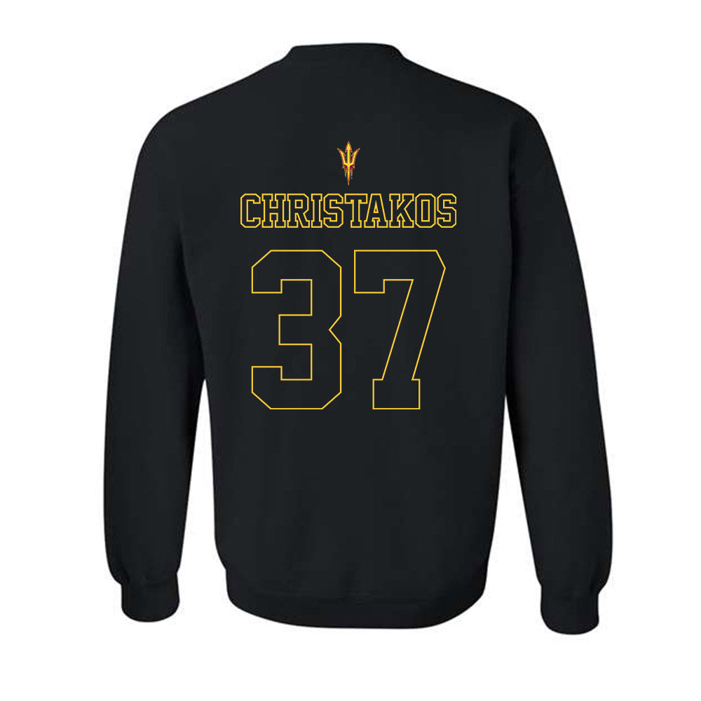 Arizona State - NCAA Football : Tommy Christakos - Blackout Classic Shersey Crewneck Sweatshirt-1