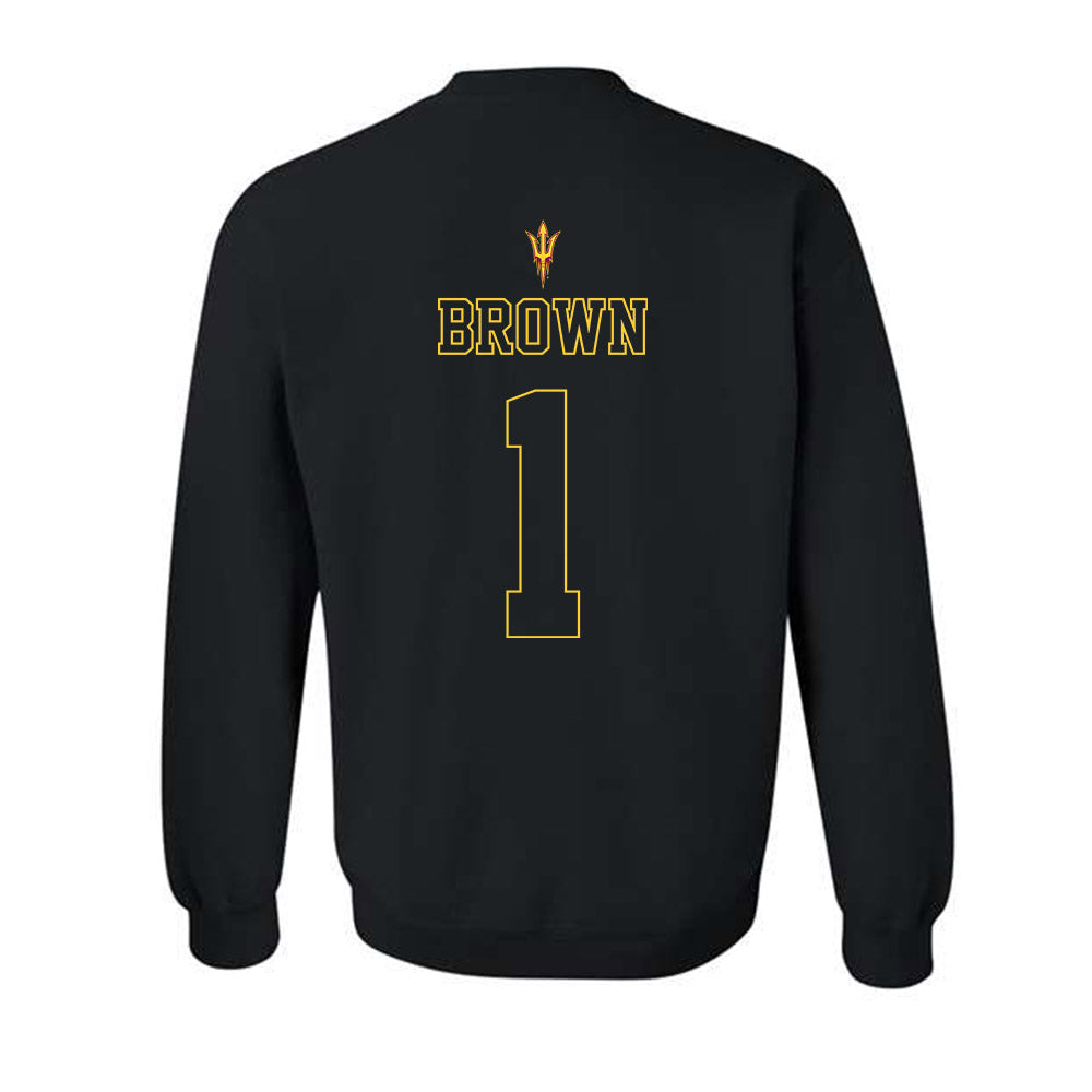Arizona State - NCAA Football : Kyson Brown - Blackout Classic Shersey Crewneck Sweatshirt-1