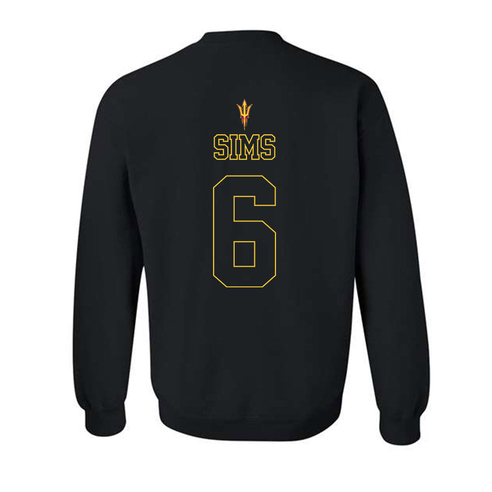 Arizona State - NCAA Football : Jeff Sims - Blackout Classic Shersey Crewneck Sweatshirt-1