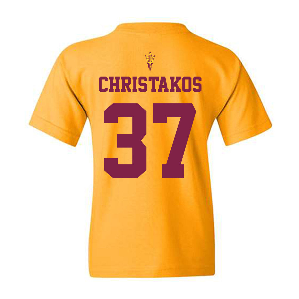 Arizona State - NCAA Football : Tommy Christakos - Homecoming and Salute to Service Youth T-Shirt-1