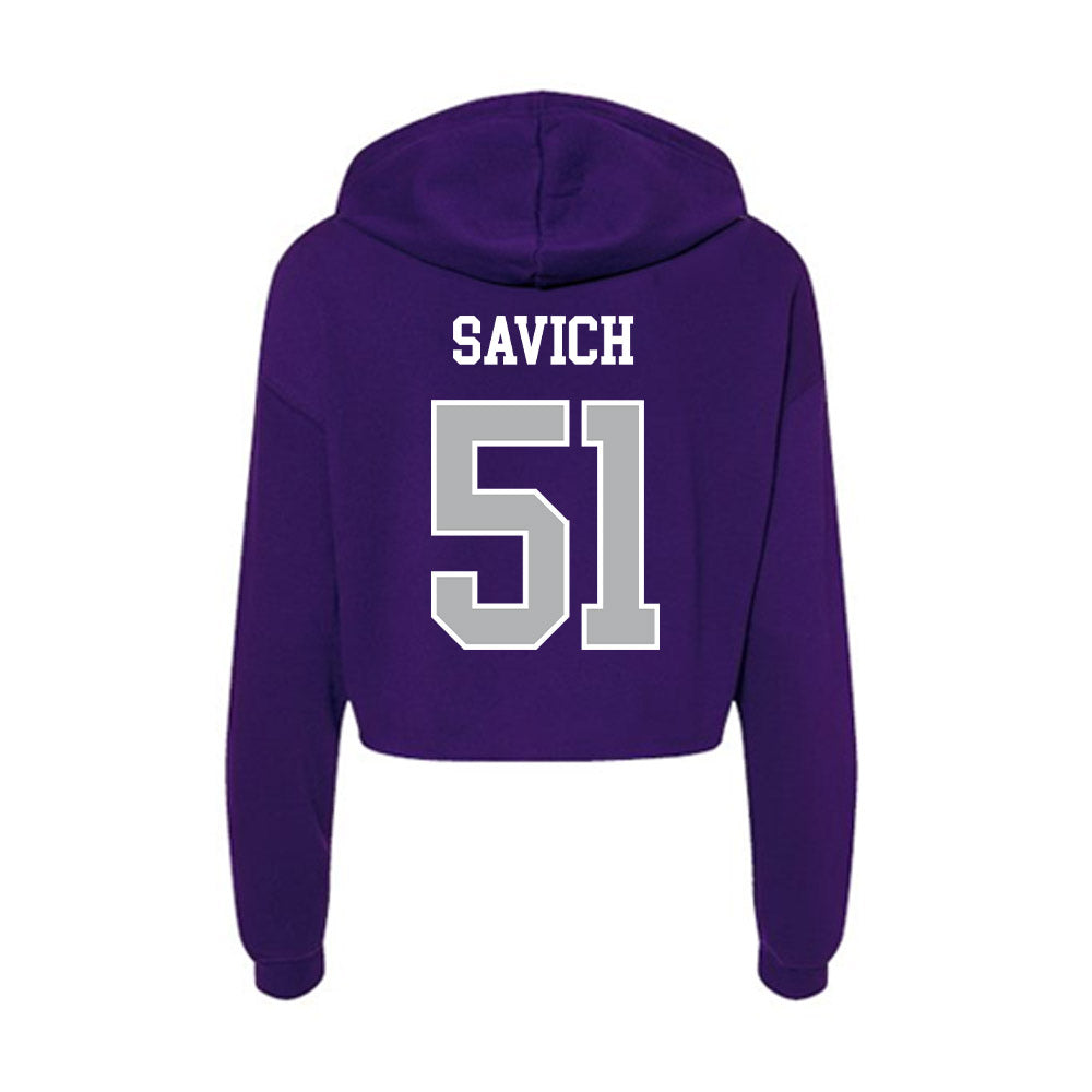 SBU - NCAA Football : Samuel Savich - Classic Shersey Women's Crop Fleece Hoodie-1