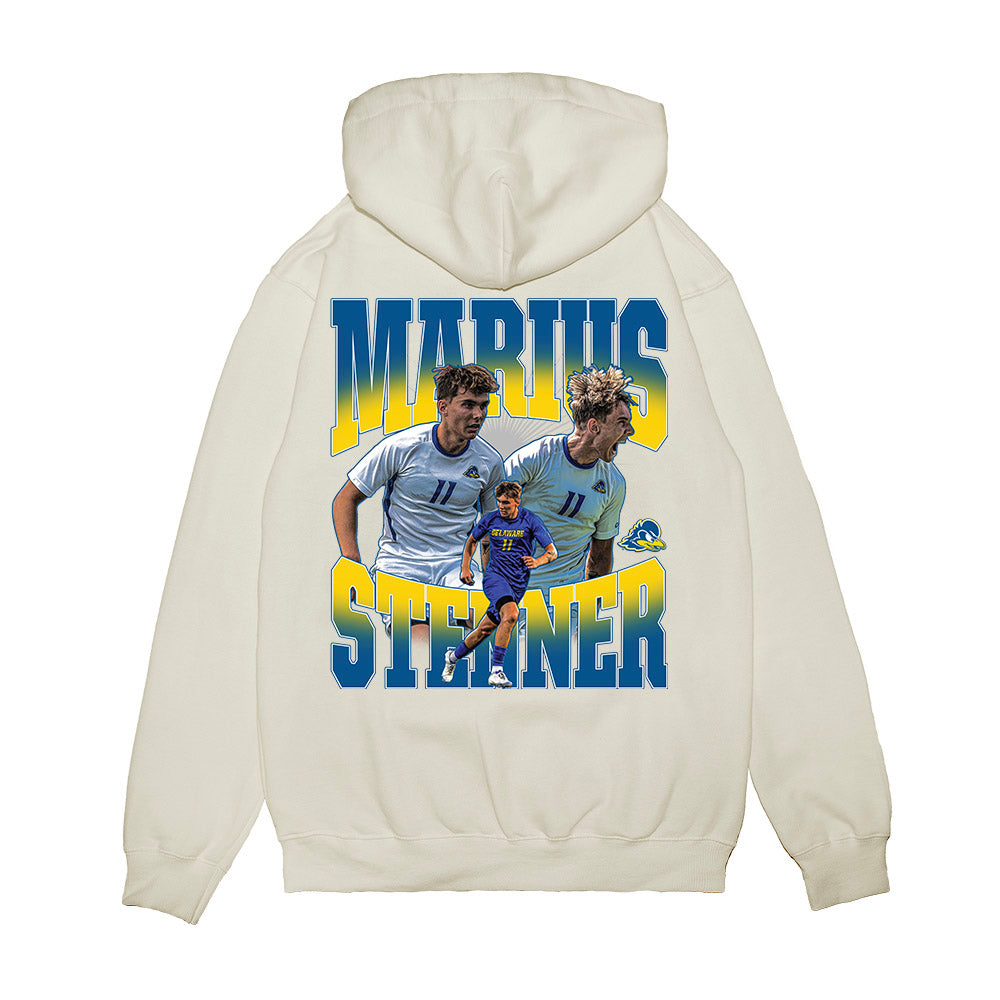 Delaware - NCAA Men's Soccer : Marius Stenner - Collage Premium Hooded Sweatshirt-1