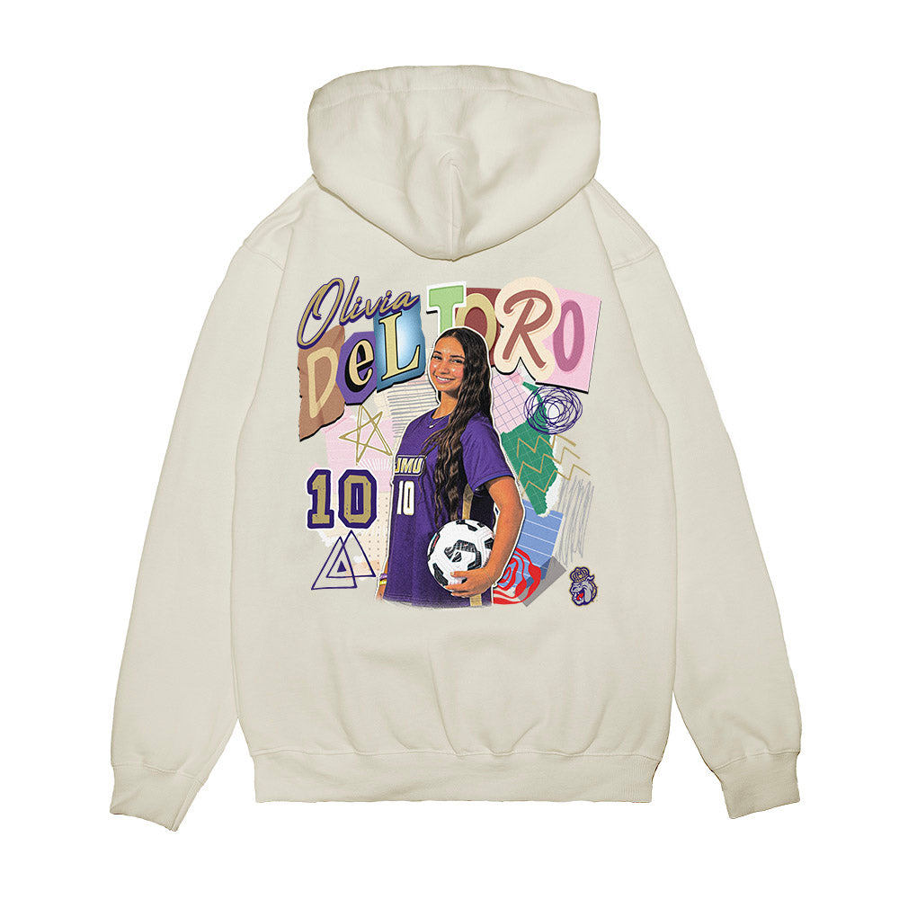 JMU - NCAA Women's Soccer : Olivia Del Toro - Collage Premium Hooded Sweatshirt-1