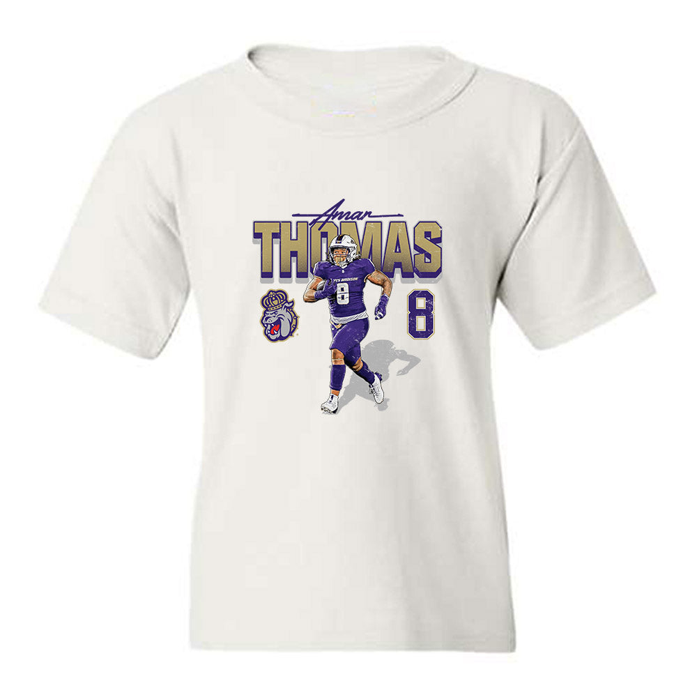 JMU - NCAA Football : Amar Thomas - Collage Youth T-Shirt-0