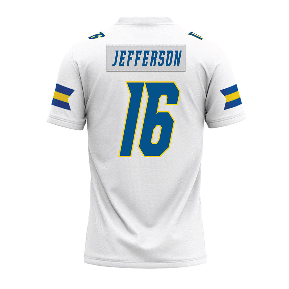Delaware - NCAA Football : Noah Jefferson - White Premium Football Jersey-1