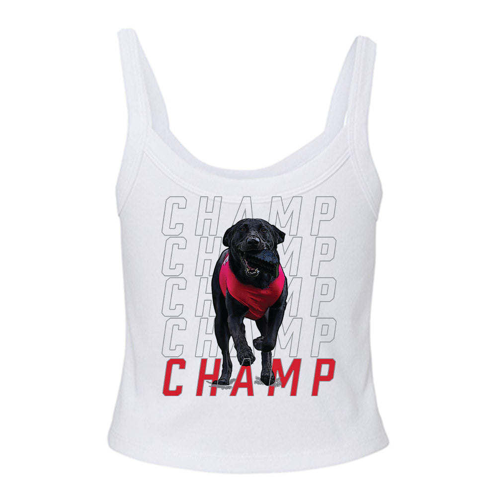 NC State - Ripken : - Champ The Tee Dog Women’s Rib Cropped Tank Top-1