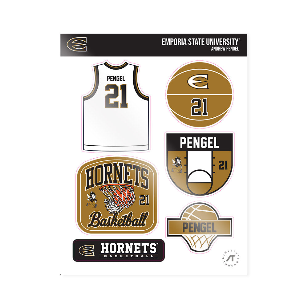 Emporia - NCAA Men's Basketball : Andrew Pengel - Sticker Sheet-0