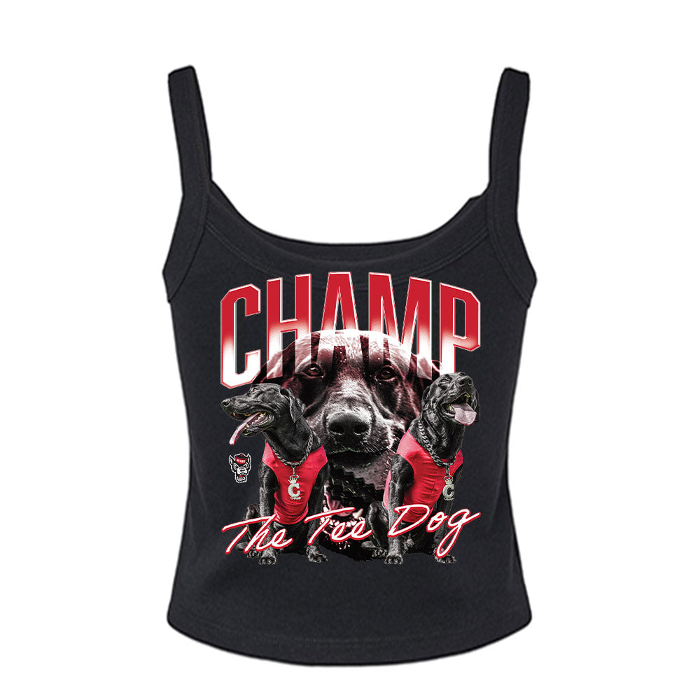 NC State - Ripken : - Champ The Tee Dog Women’s Rib Cropped Tank Top-1