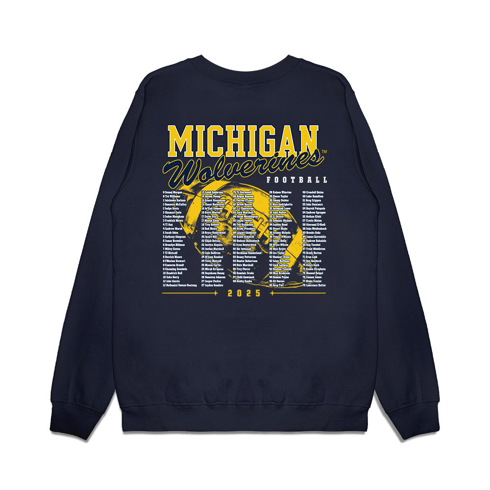 Michigan - NCAA Football : - Roster Premium Crewneck Sweatshirt-1