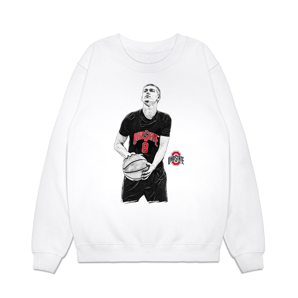 Ohio State - NCAA Men's Basketball : Myles Herro - Player Illustration Premium Crewneck Sweatshirt-0