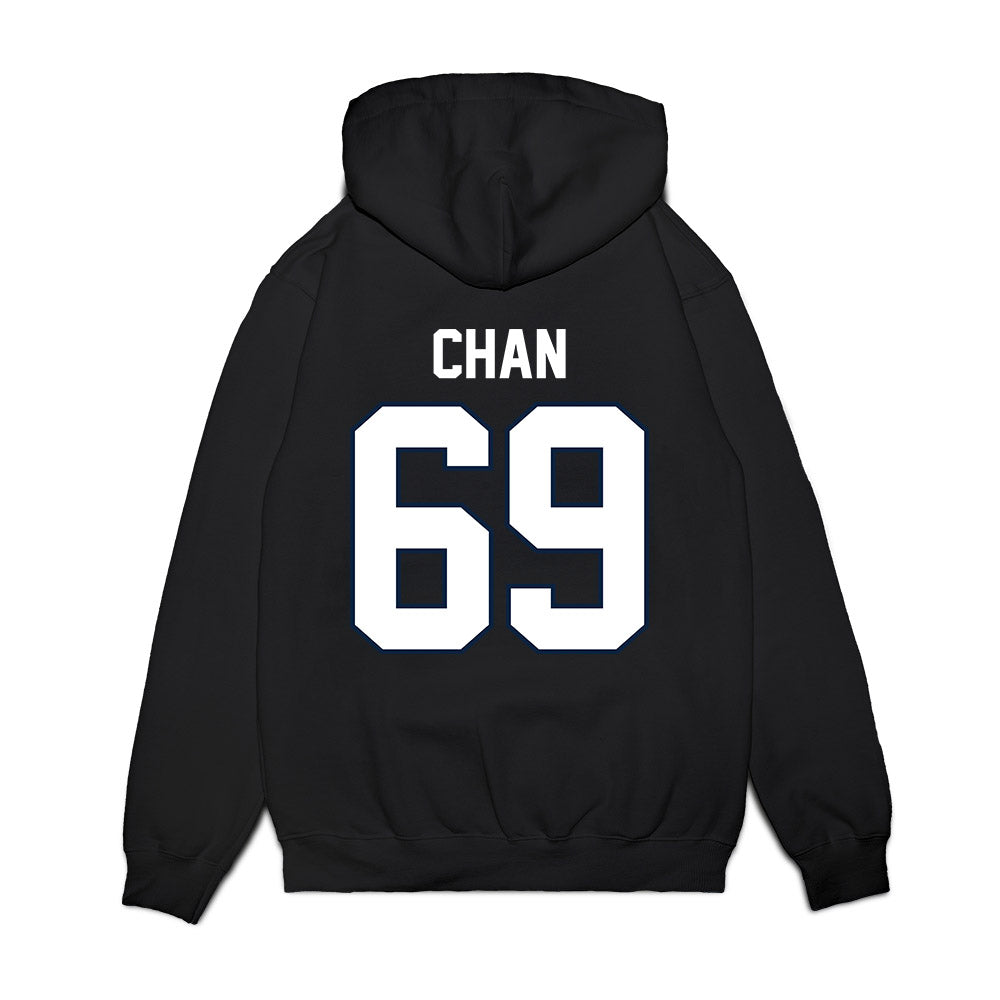 UConn - NCAA Football : Ty Chan - Vintage Helmet Premium Hooded Sweatshirt-1