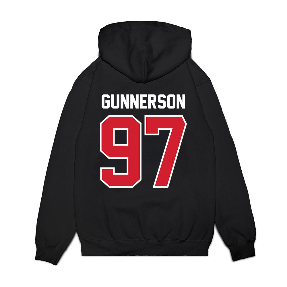 Nebraska - NCAA Football : Blaise Gunnerson - Vintage Helmet Premium Hooded Sweatshirt-1