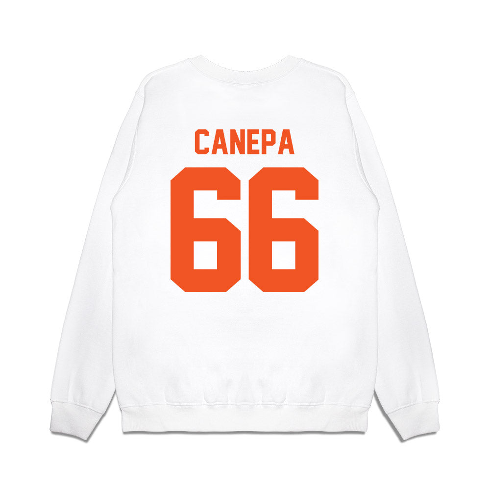 Oklahoma State - NCAA Football : Louie Canepa - Vintage Helmet Premium Crewneck Sweatshirt-1
