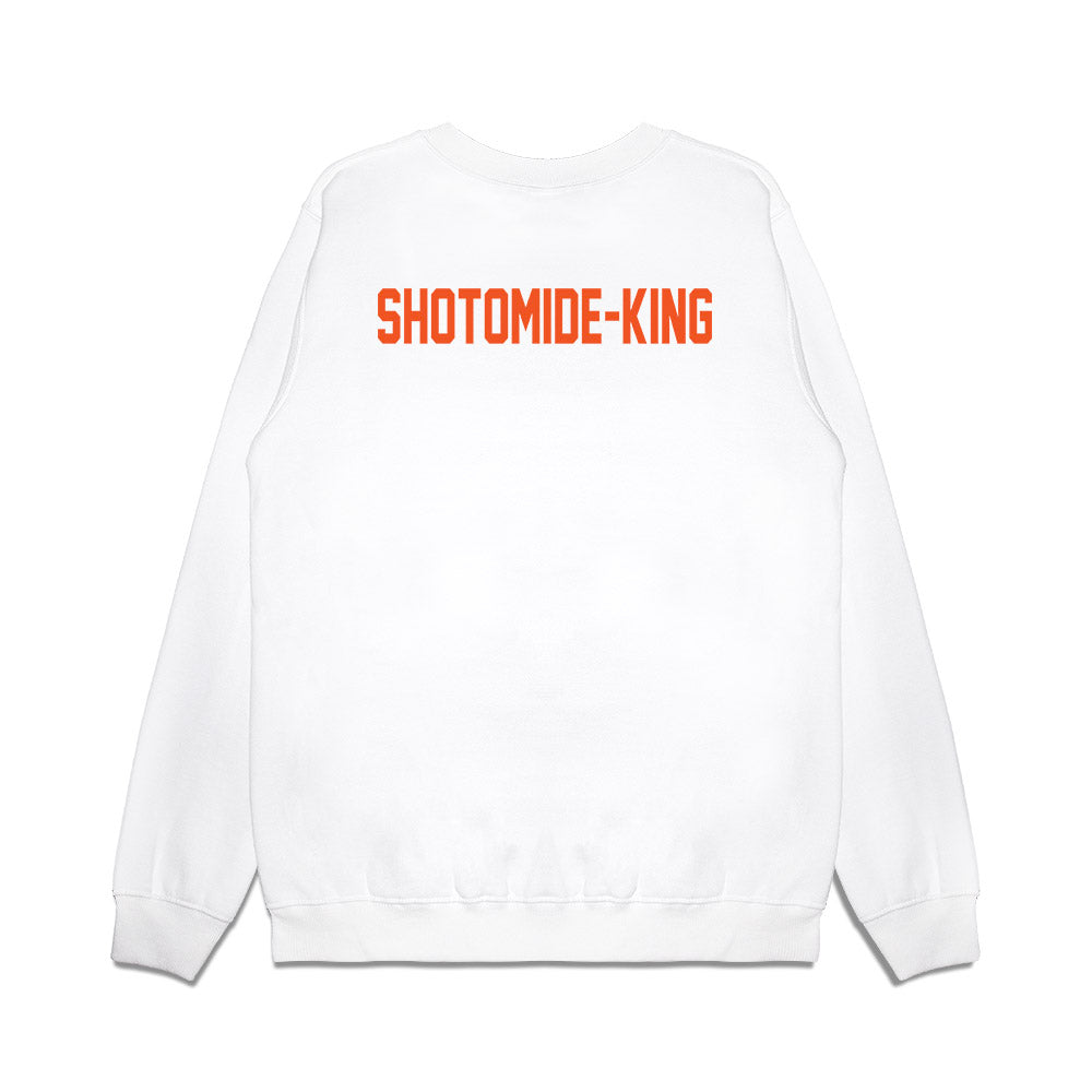 Oklahoma State - NCAA Football : Ayo Shotomide-King - Vintage Helmet Premium Crewneck Sweatshirt-1
