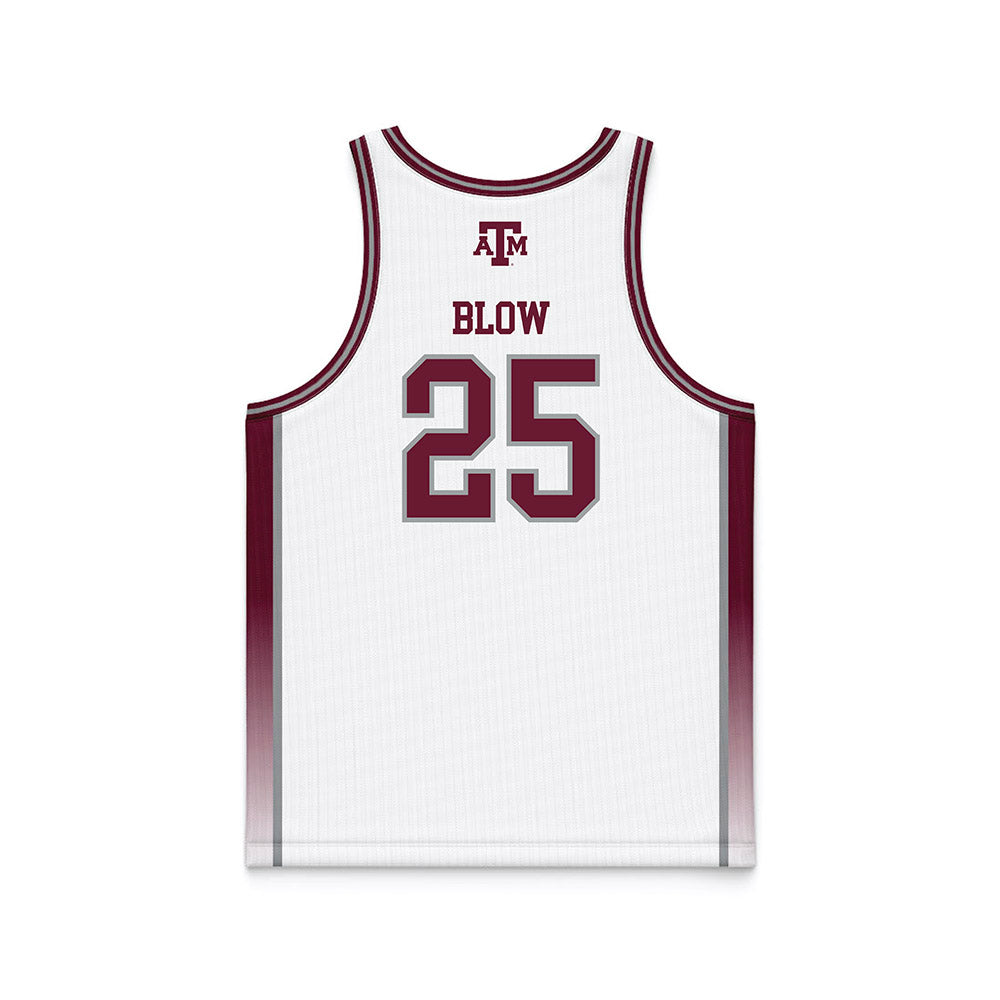 Texas A&M - NCAA Women's Basketball : Salese Blow - White Basketball Jersey-1