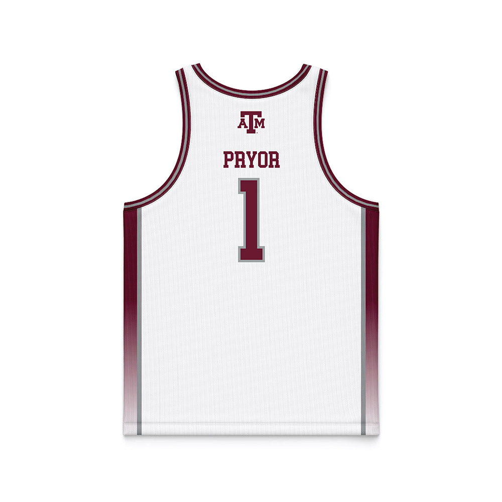 Texas A&M - NCAA Women's Basketball : Ny'Ceara Pryor - White Basketball Jersey-1
