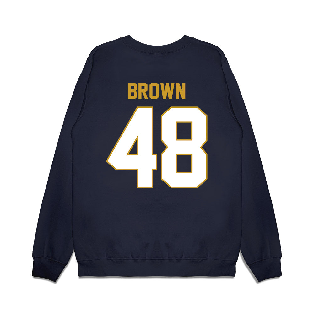Notre Dame - NCAA Football : Mickey Brown - Vintage Helmet Premium Crewneck Sweatshirt-1