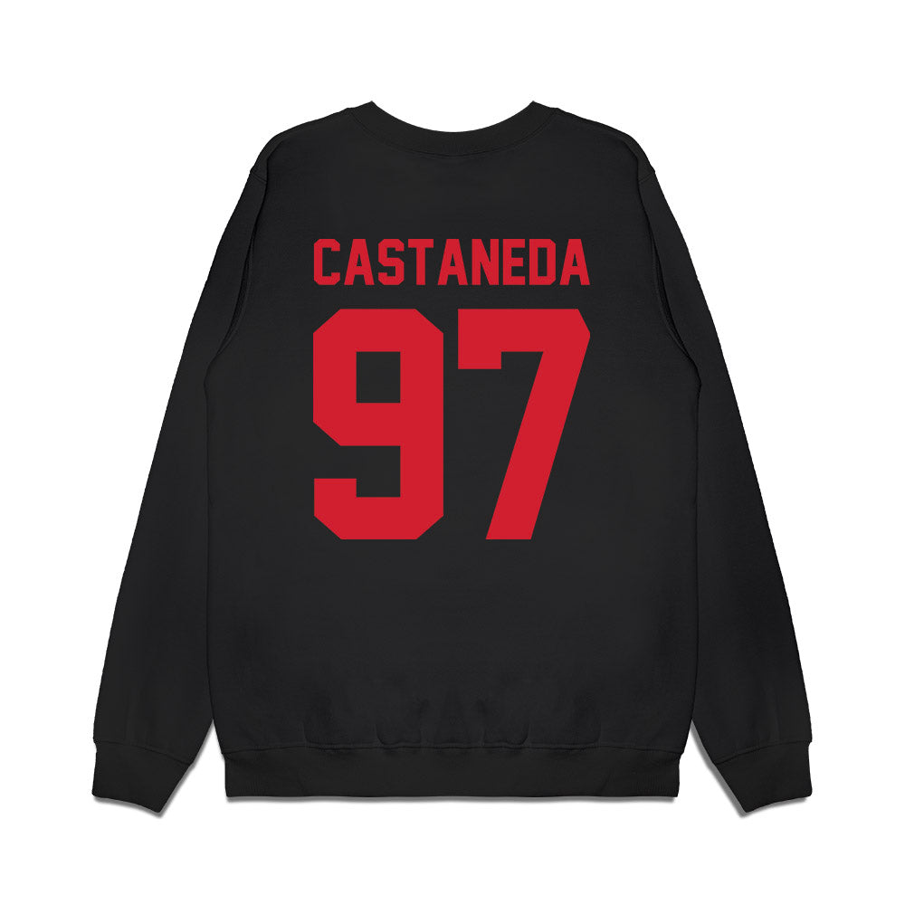 NC State - NCAA Football : Joseph Castaneda - Vintage Helmet Premium Crewneck Sweatshirt-1