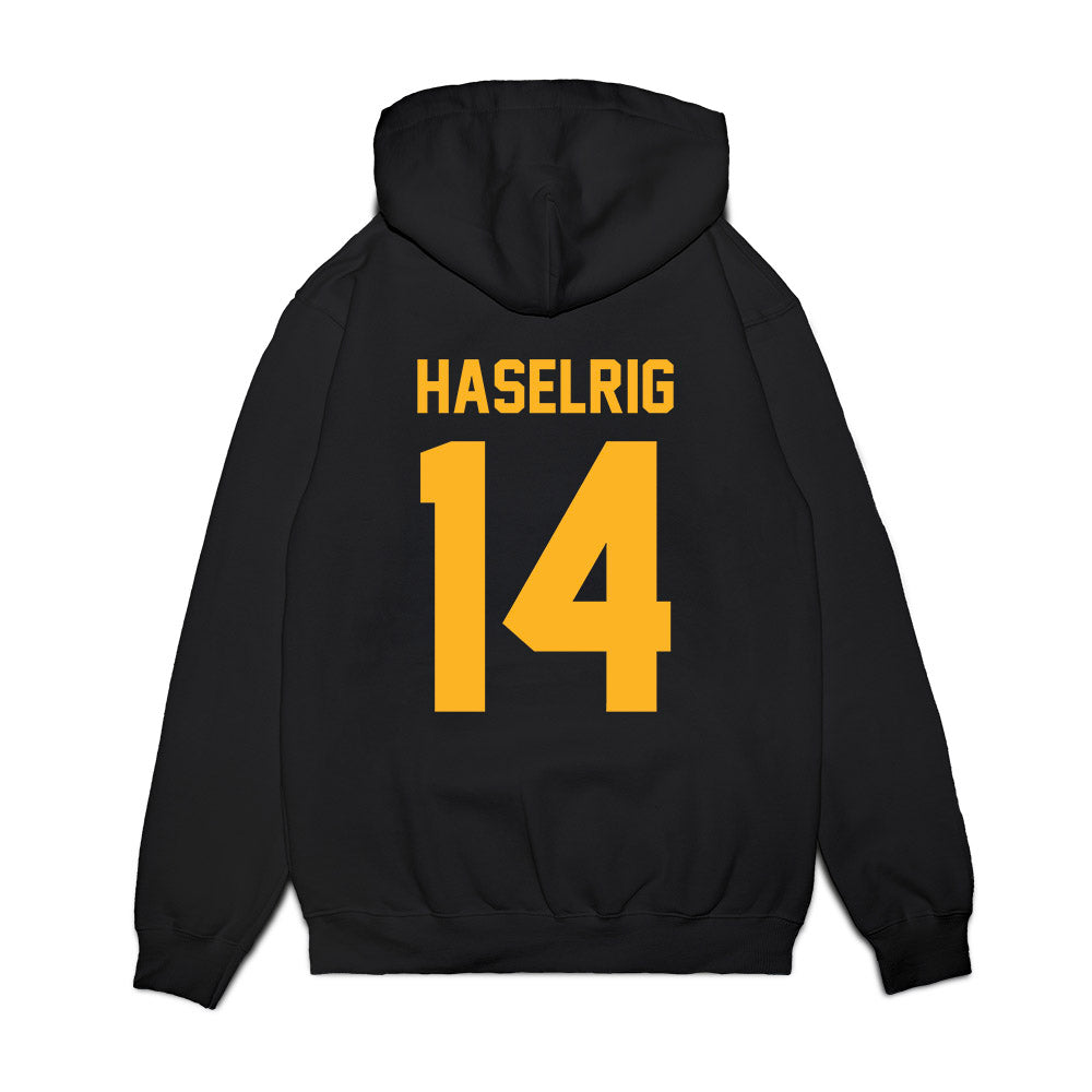 Pittsburgh - NCAA Football : Benny Haselrig - Vintage Helmet Premium Hooded Sweatshirt-1