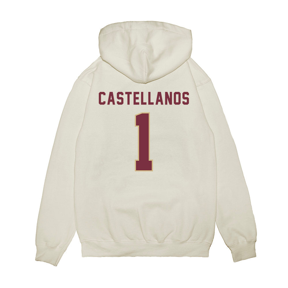 FSU - NCAA Football : Thomas Castellanos - Vintage Helmet Premium Hooded Sweatshirt-1