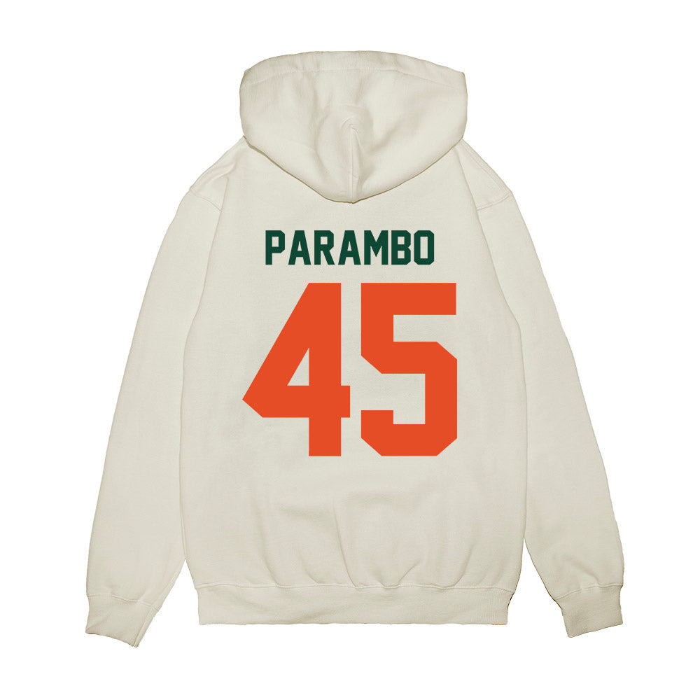 Miami - NCAA Football : Luke Parambo - Vintage Helmet Premium Hooded Sweatshirt-1