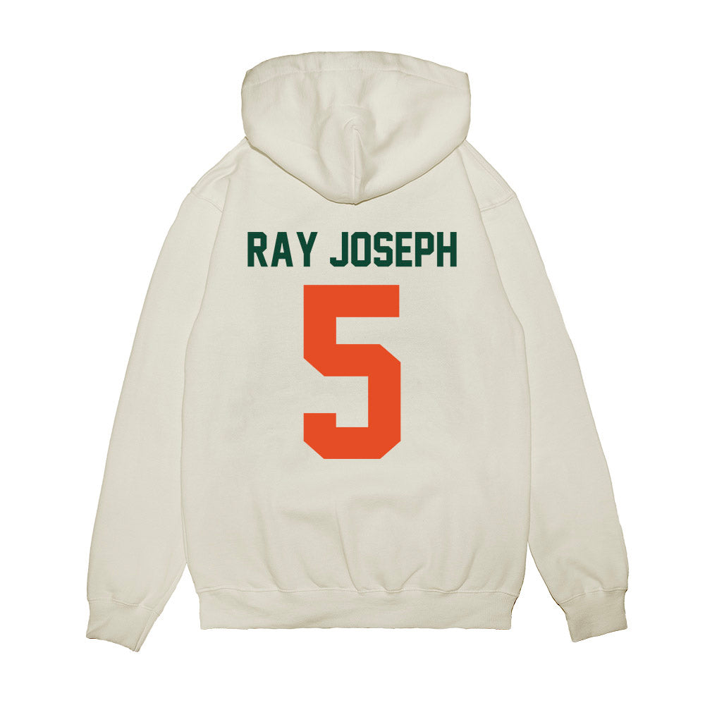 Miami - NCAA Football : Ray Ray Joseph - Vintage Helmet Premium Hooded Sweatshirt-1