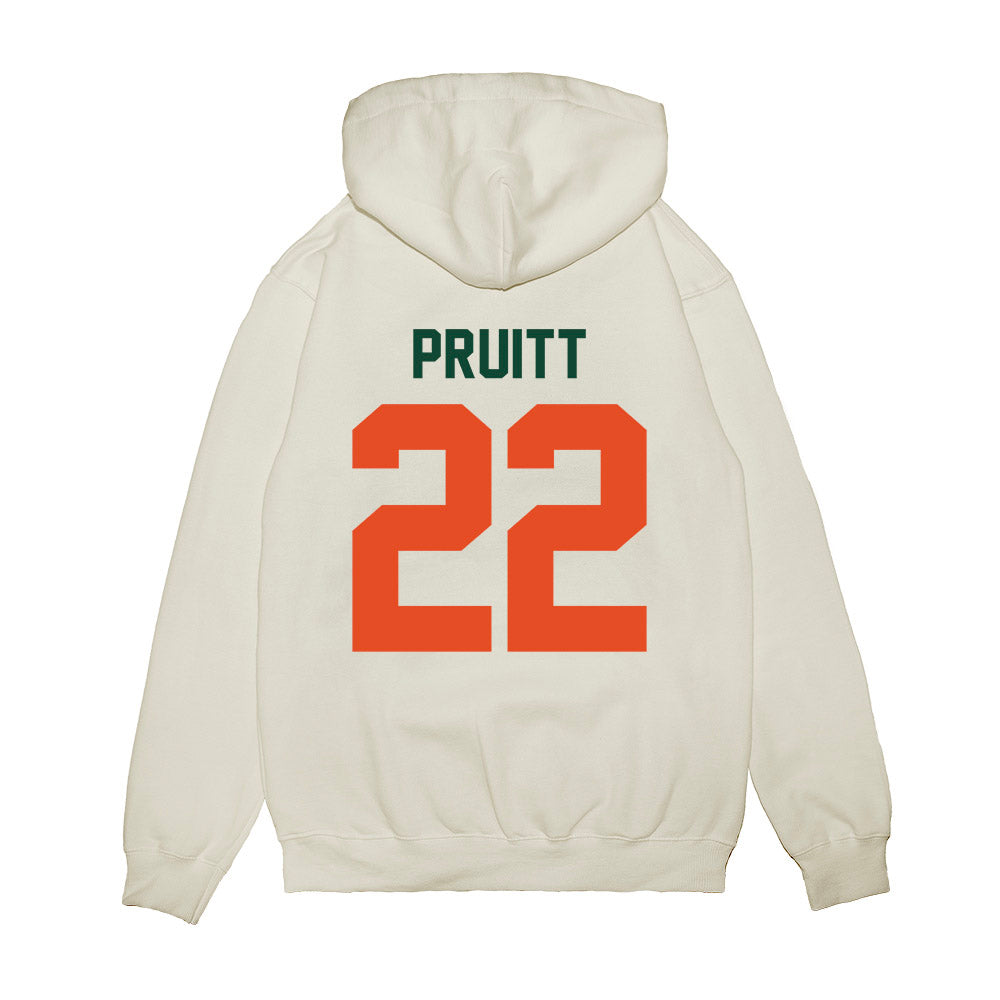 Miami - NCAA Football : Cam Pruitt - Vintage Helmet Premium Hooded Sweatshirt-1
