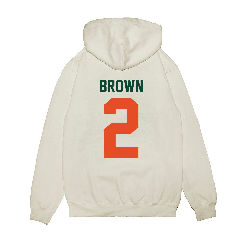 Miami - NCAA Football : Damari Brown - Vintage Helmet Premium Hooded Sweatshirt-1