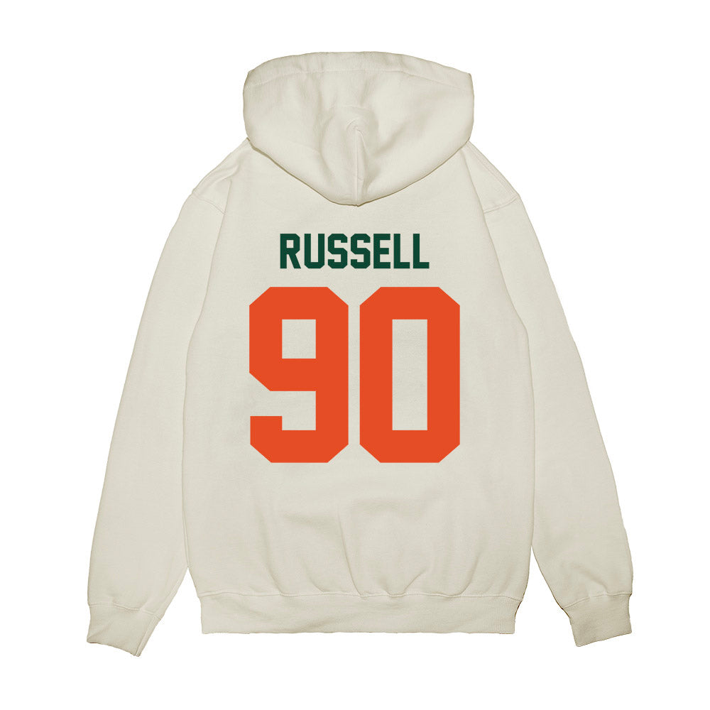 Miami - NCAA Football : Daylen Russell - Vintage Helmet Premium Hooded Sweatshirt-1