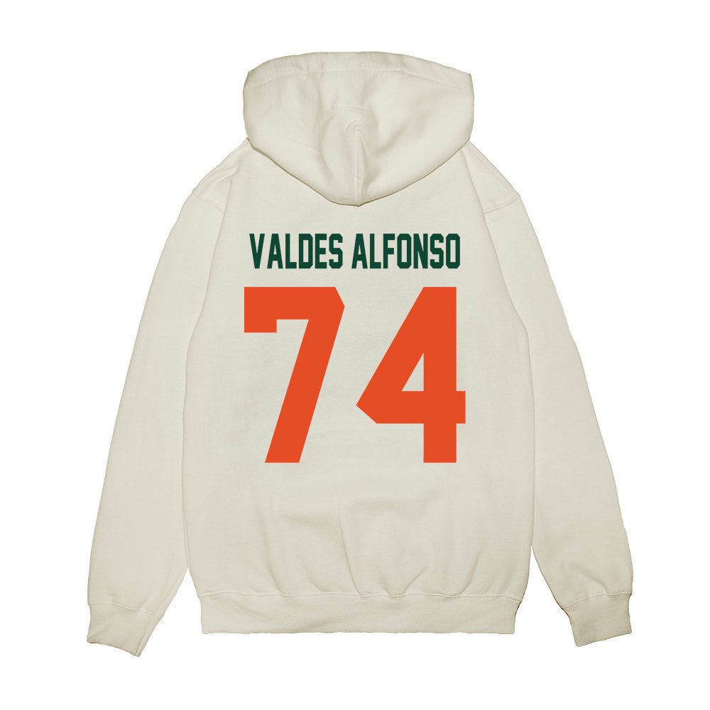 Miami - NCAA Football : Yerovi Valdes Alfonso - Vintage Helmet Premium Hooded Sweatshirt-1