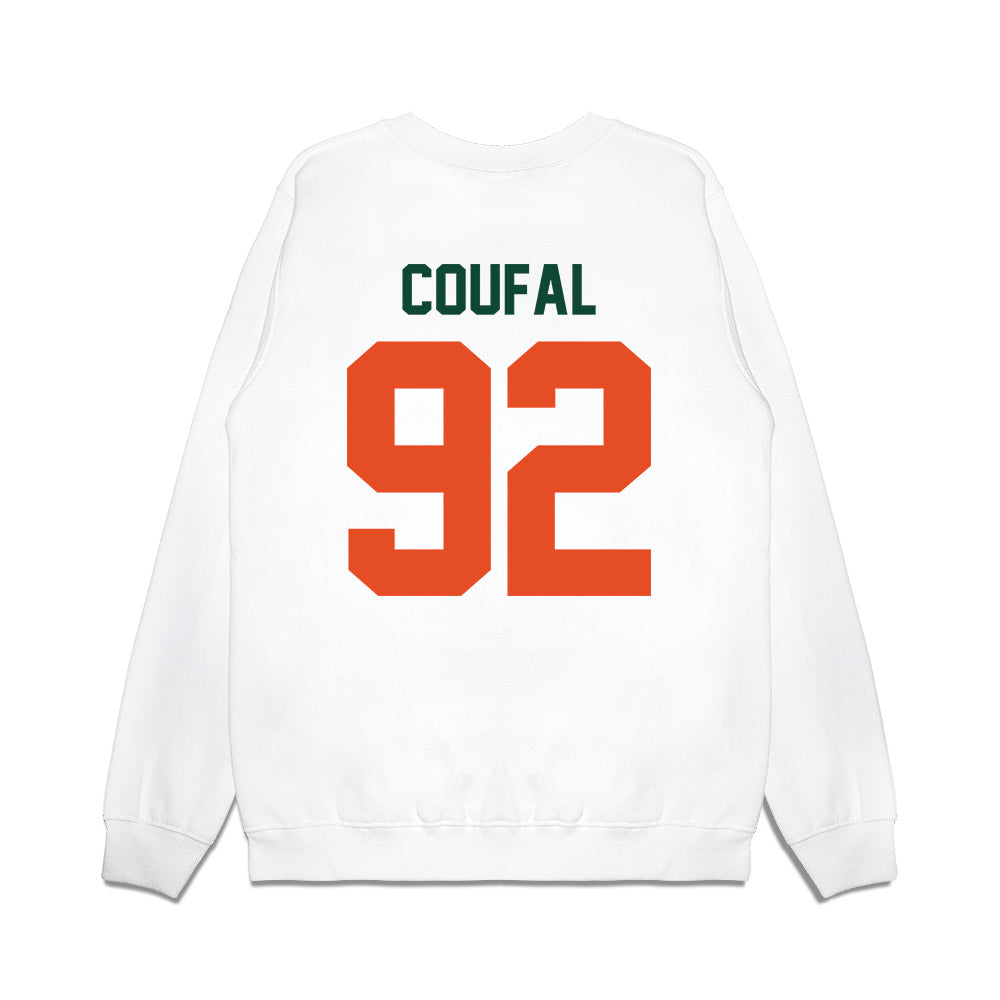 Miami - NCAA Football : Sam Coufal - Vintage Helmet Premium Crewneck Sweatshirt-1