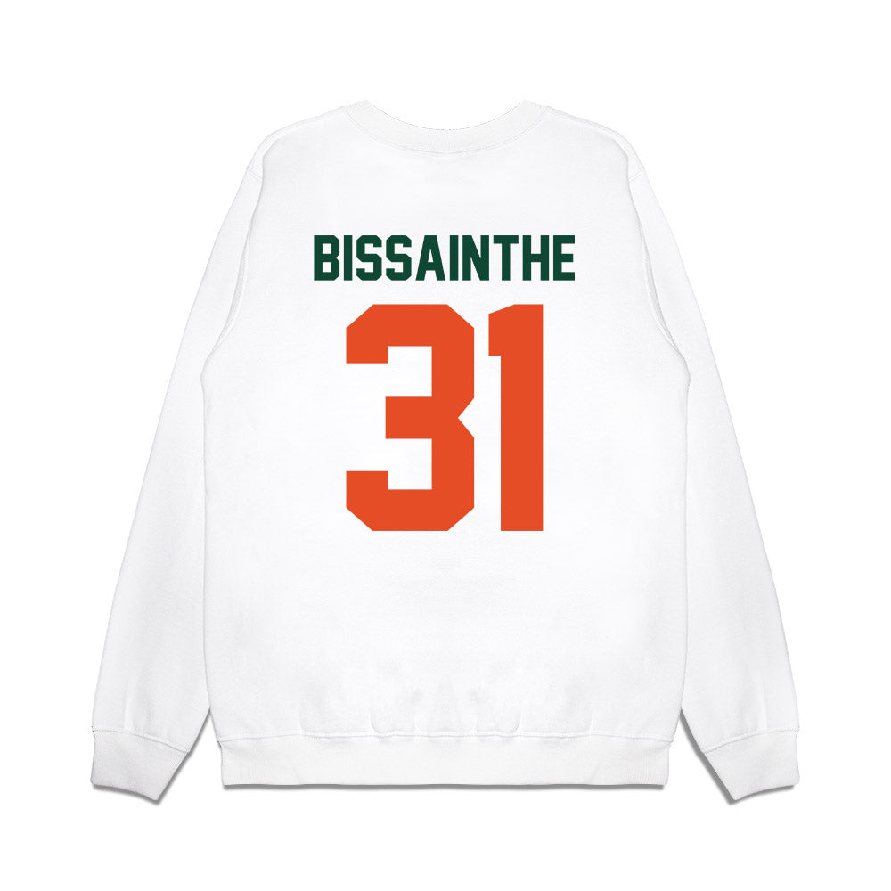 Miami - NCAA Football : Wesley Bissainthe - Vintage Helmet Premium Crewneck Sweatshirt-1