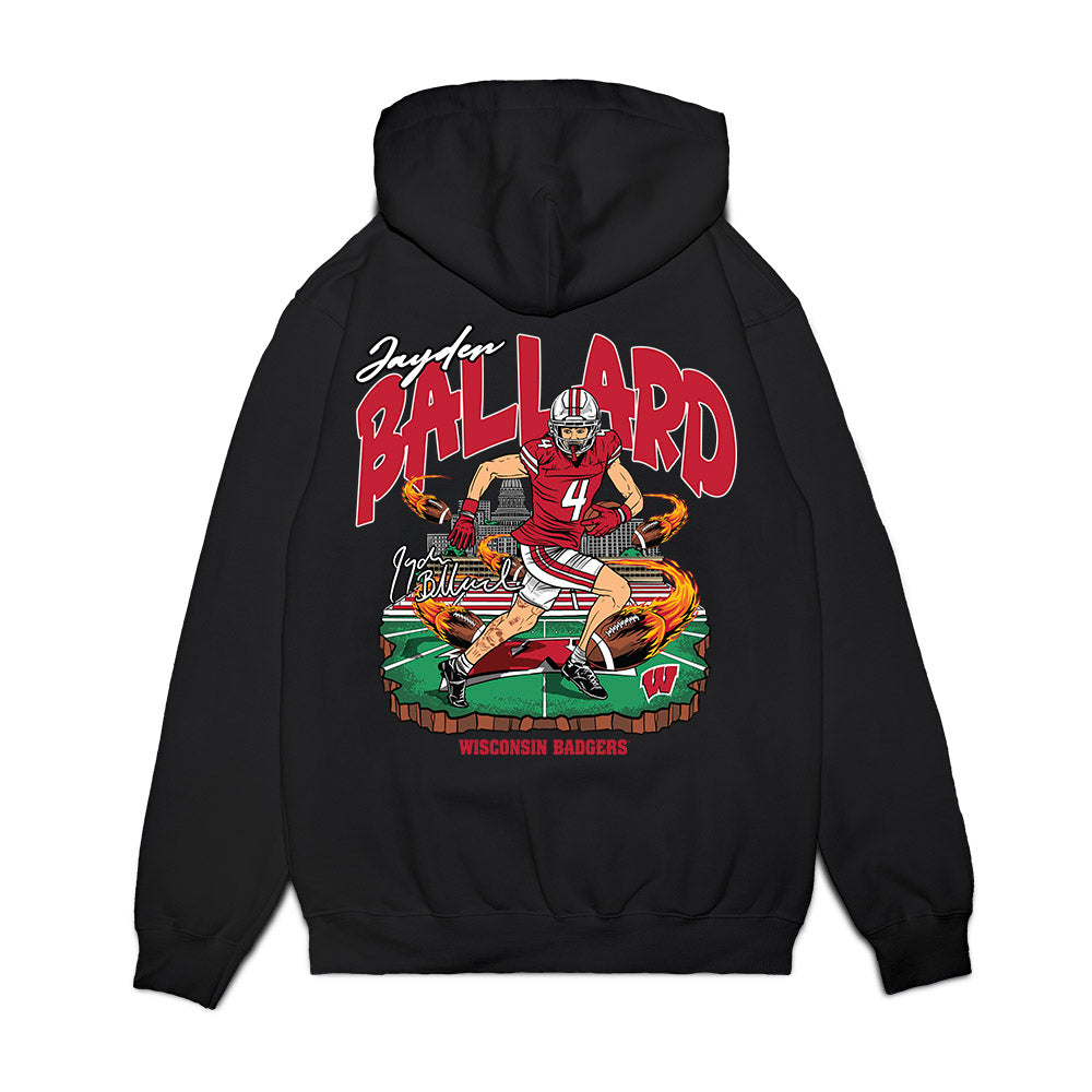 Wisconsin - NCAA Football : Jayden Ballard - Collage Premium Hooded Sweatshirt-1
