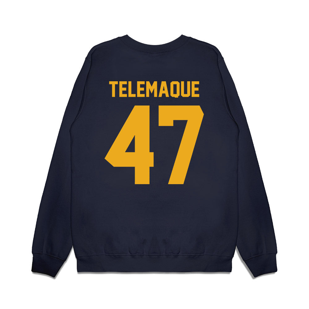 West Virginia - NCAA Football : Wilnerson Telemaque - Vintage Helmet Premium Crewneck Sweatshirt-1