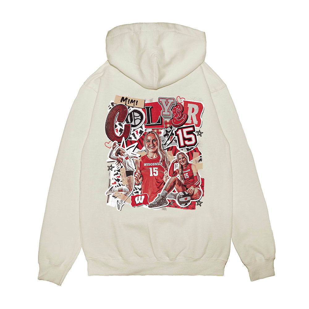 Wisconsin - NCAA Women's Volleyball : Mimi Colyer - Collage Premium Hooded Sweatshirt-1